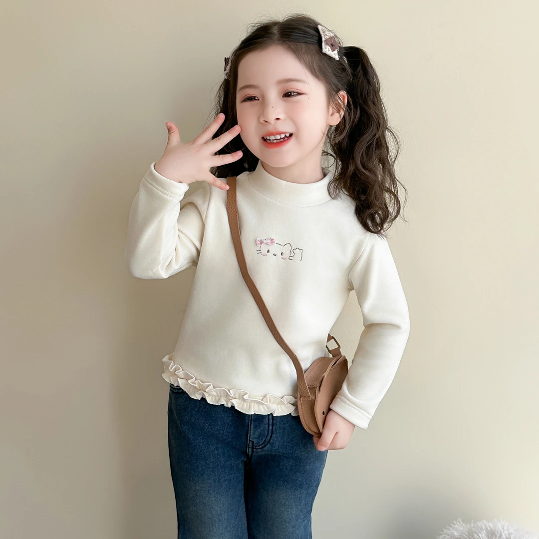 女童打底衫2025新款洋气儿童秋冬加绒加厚宝宝冬季保暖上衣冬装潮