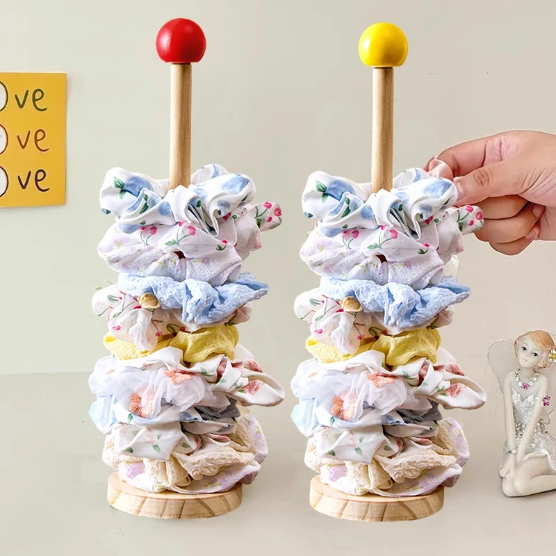 发圈收纳神器大肠发圈发饰置物架实木展示架发夹抓夹鲨鱼夹饰EEG