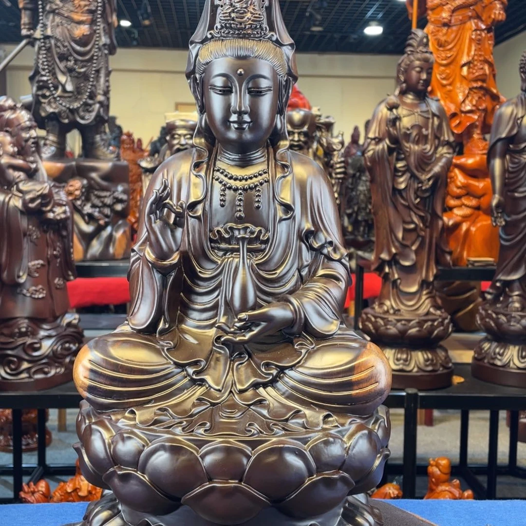 一**安五十高的黑檀木观音