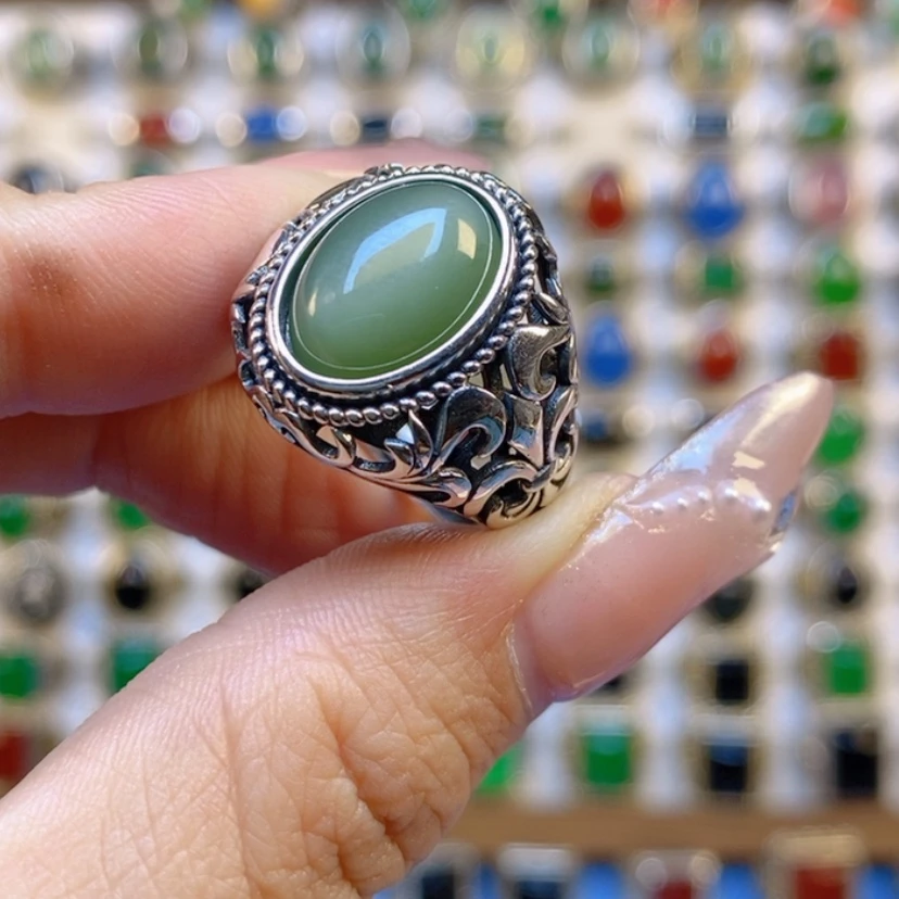 【闪购商品】和田玉戒指银S925镶嵌