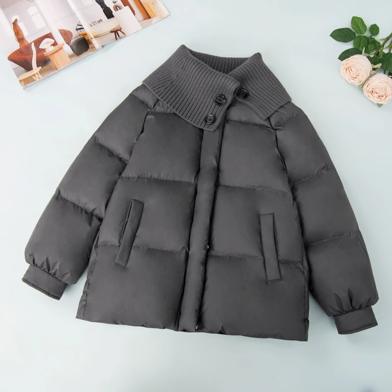 2453【朗曜】女童设计师款羽绒服儿童冬季新款洋气加厚保暖90白鸭绒