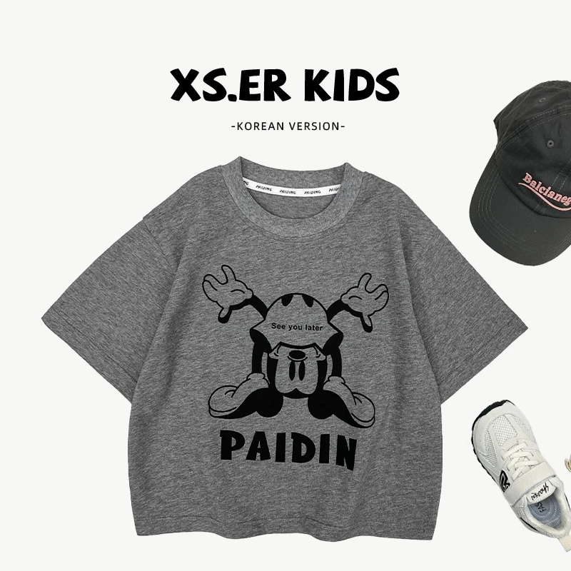 【小首尔】现货-儿童夏季韩版洋气百搭卡通印花短袖T恤上衣HBB7308