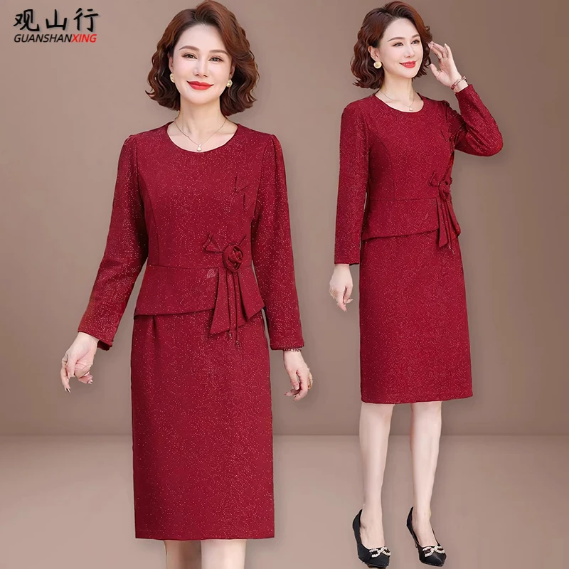 年轻款结婚妈妈礼服2025新款中老年女春秋连衣裙喜婆婆婚宴装高贵