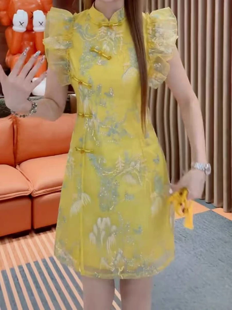 603 设计感国风精致连衣裙气质轻奢