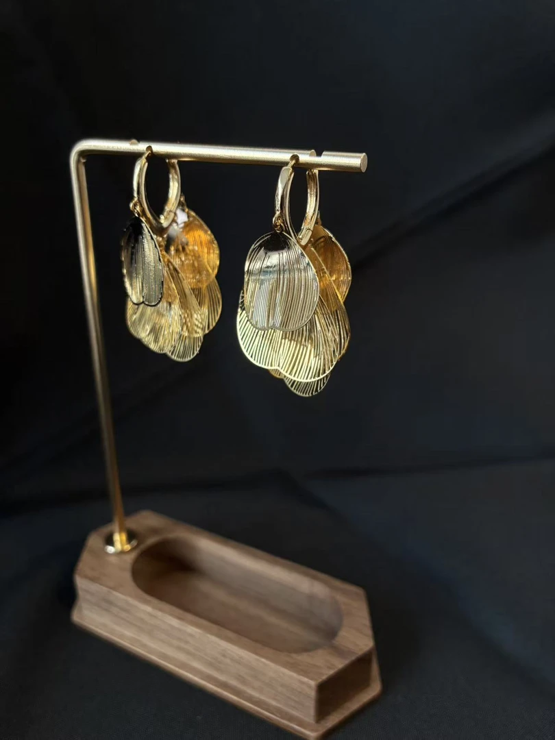 铜合金耳饰 铜合金甜美金银国风气质简约耳圈