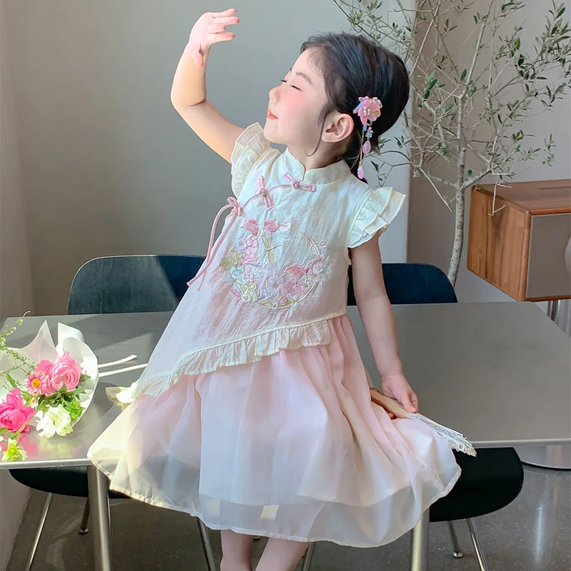 女童连衣裙2025新款洋气宝宝夏季新中式旗袍夏汉服公主裙子