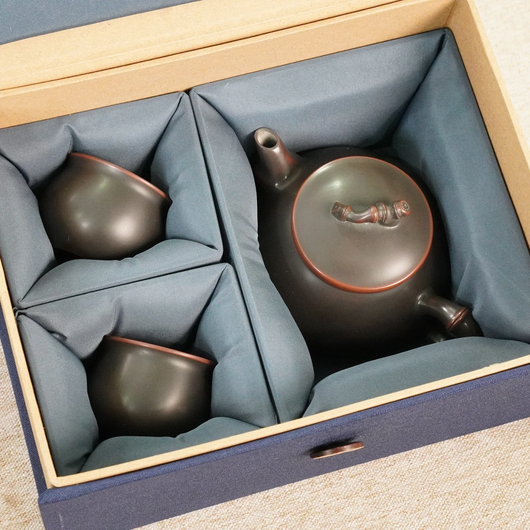 陶礼【爆竹】广西钦州坭兴陶一壶两杯套组250ml