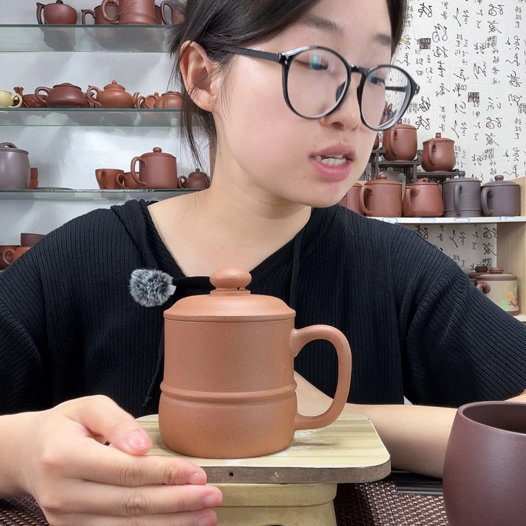 茶壶紫砂老黄段线圆办公杯没礼盒微瑕380CC左右