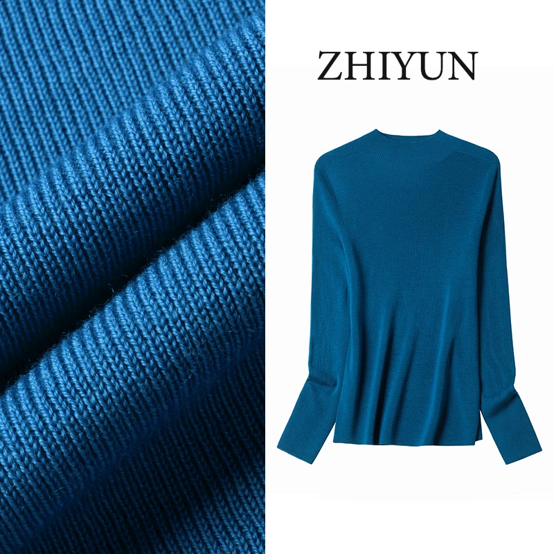 【可机洗100%精纺超细羊毛衫】女士半高领修身显瘦无缝针织打底衫