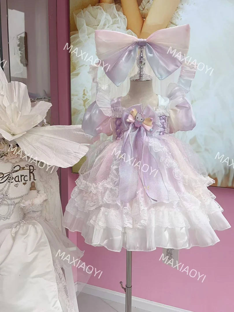 女小童KT猫lolita公主裙夏季新款洋气女孩蓬蓬裙生日礼服连衣裙