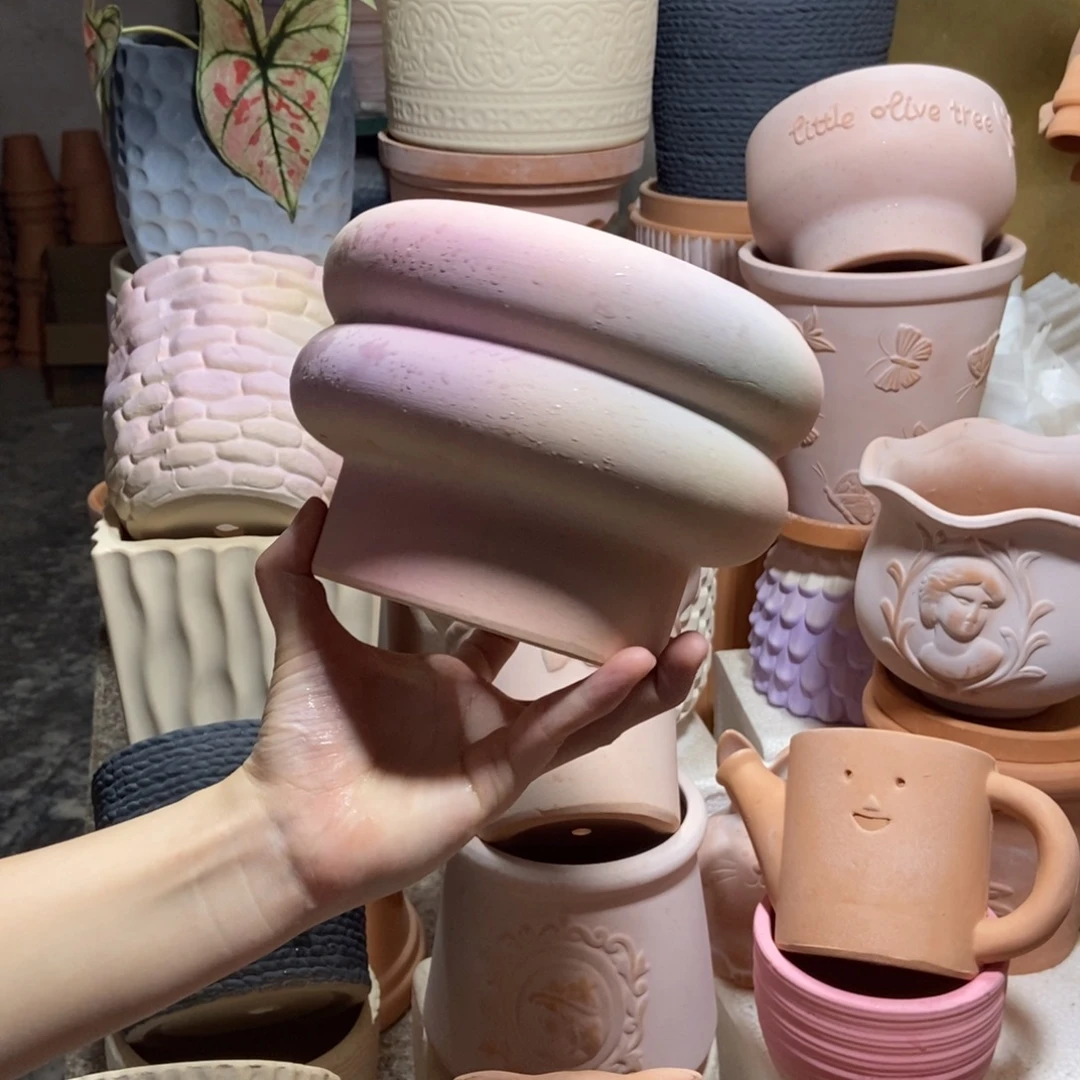 17×12炫彩粉甜甜圈 粗陶1个