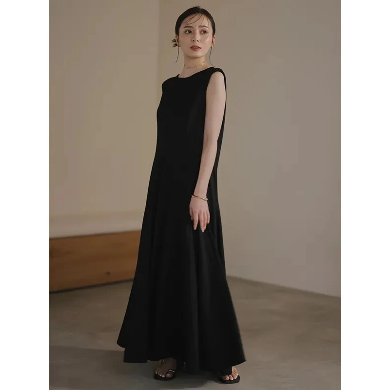 【胖虎家】春夏新款 A 垂感气质修身抗皱垂褶荡领连衣裙