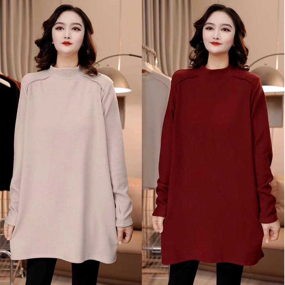 秋冬新款 袖口露指中高领双面绒打底衫气质显瘦遮肉百搭宽松上衣