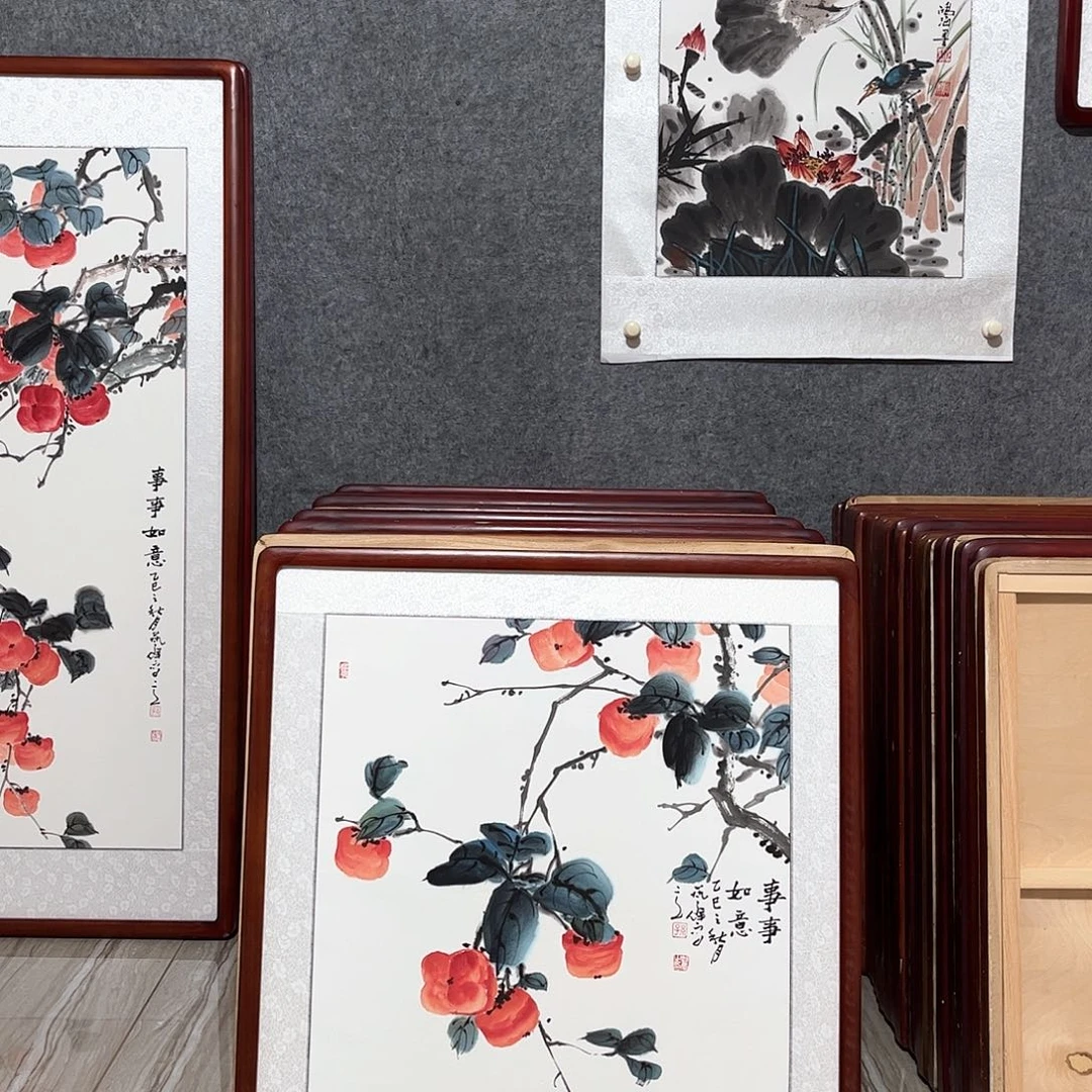 国画书画作品带框63×63