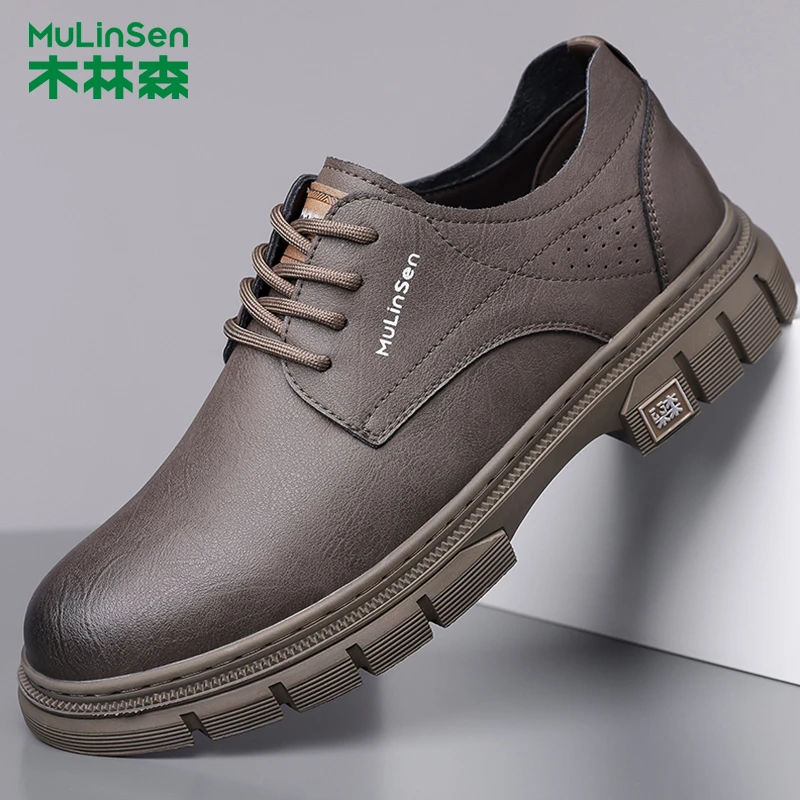 木林森男鞋新款上班男潮鞋舒适软底一脚蹬休闲鞋休闲皮鞋男男款