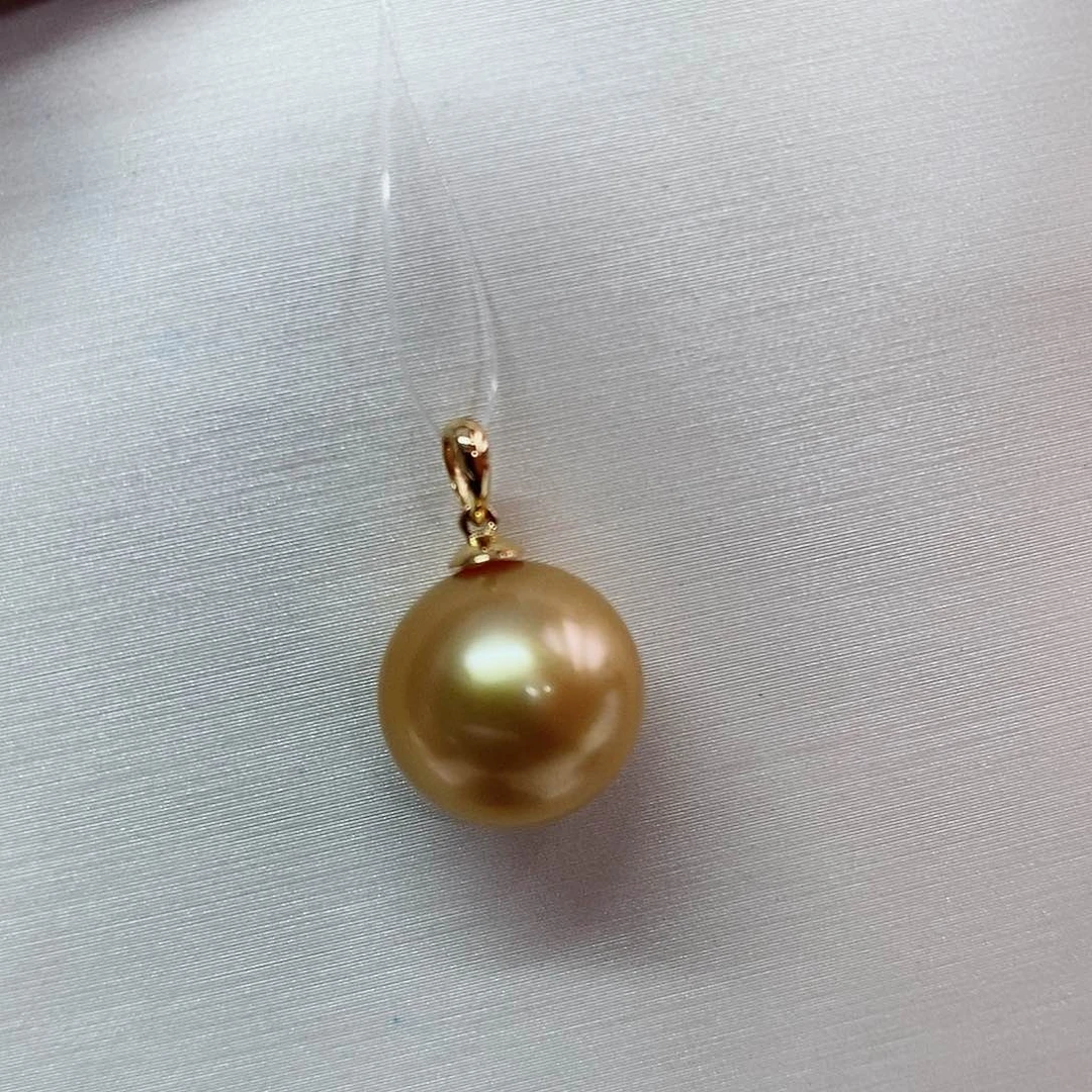 吊坠(不含链)18K金镶嵌海水珍珠11-12