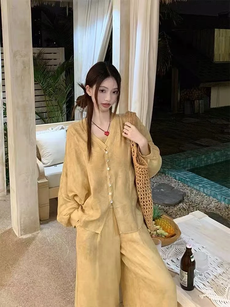 国色芳华新中式国风防晒套装新款气质穿搭衬衫反季节衣服