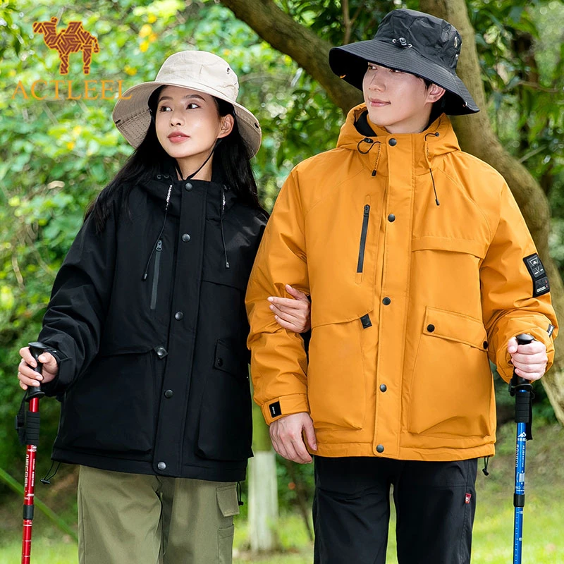 ACTLEEL冬季外套户外保暖情侣连帽休闲防风时尚保暖棉服1097