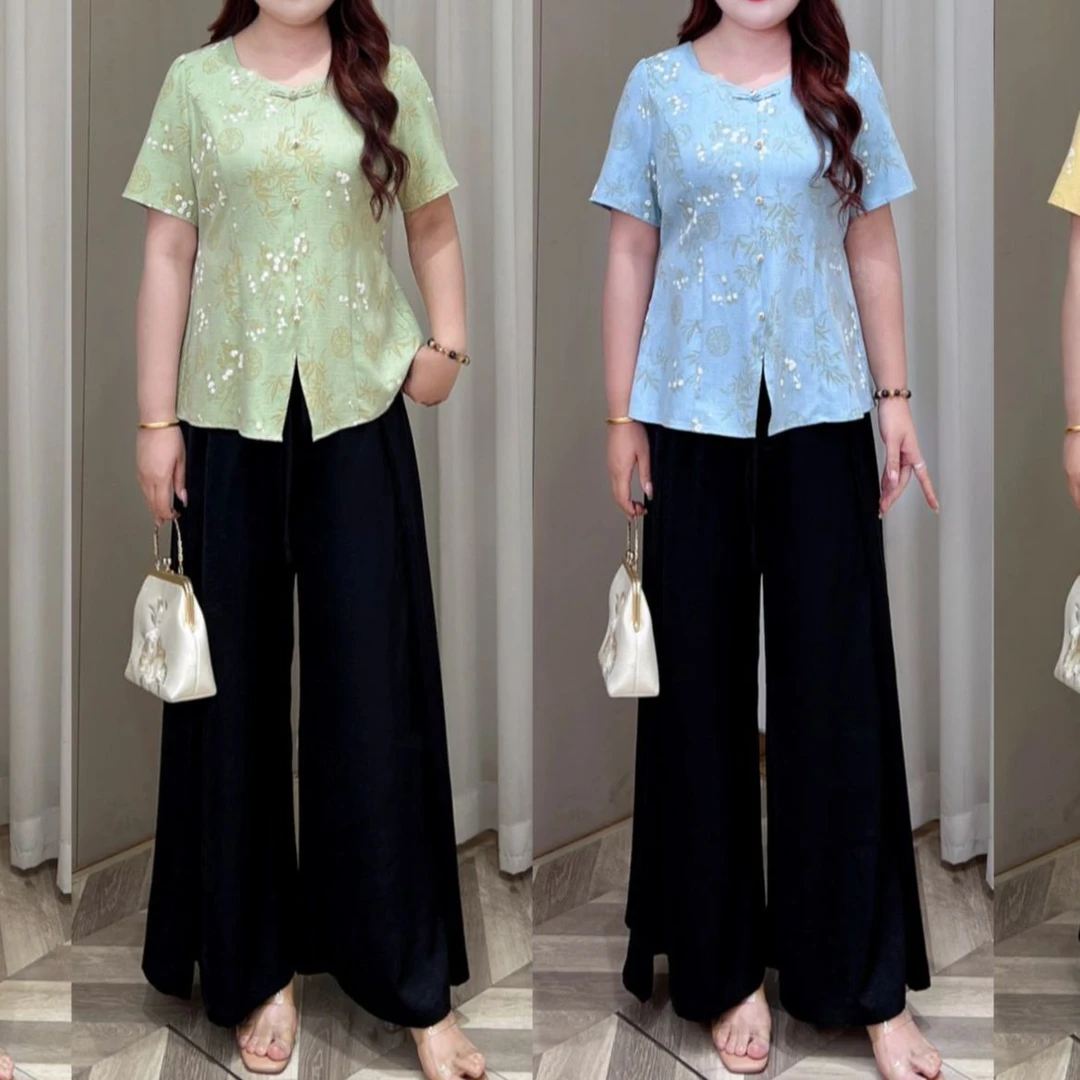 上衣【湘湘大码】PMM81972夏季新款气质显瘦新中式国风上衣