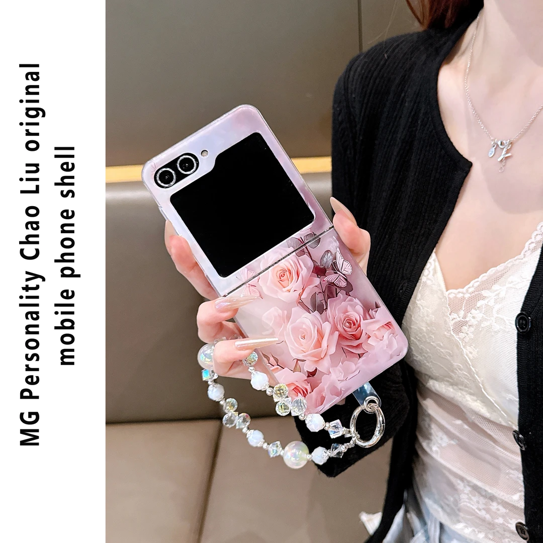 ins风嫣粉玫瑰适用Zflip6壳网红个性折叠屏W24Flip女款Zflip5小众