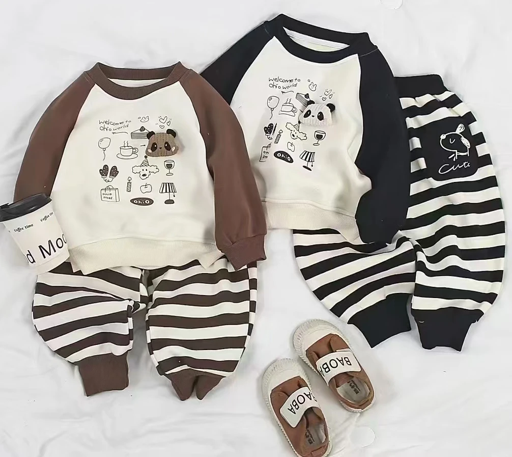 卫衣（29-49）儿童春秋长袖休闲条纹秋季春季圆领韩版拼接撞色卡通