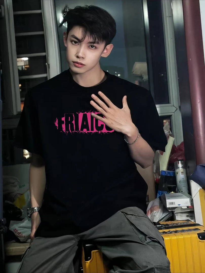 【重磅纯棉】夏季男短袖T恤潮流新款美式复古高街宽松半袖黑色情侣