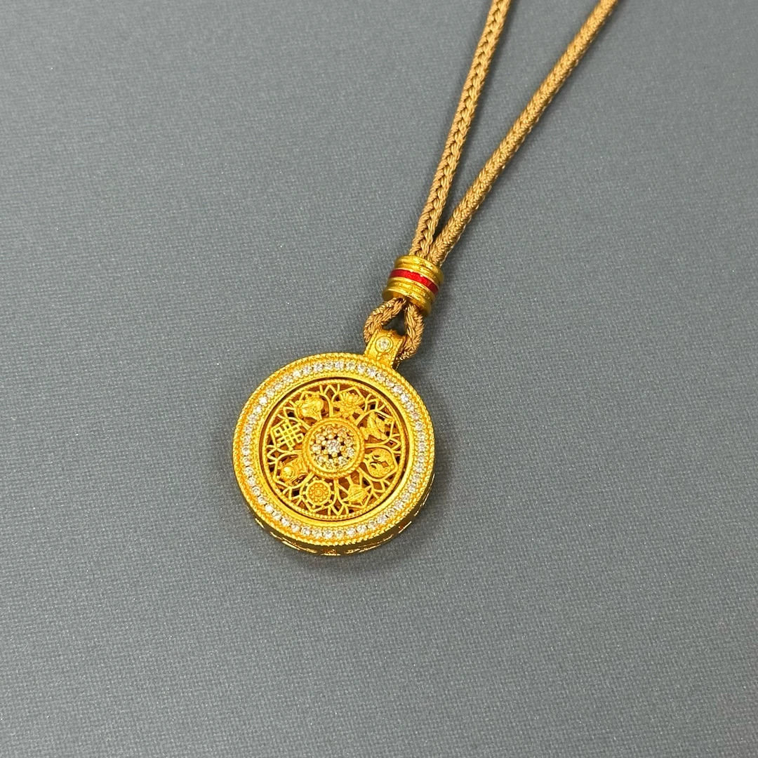 XL3666 「旋转花窗罗盘」项链罗盘编绳毛衣链百搭