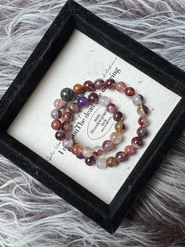 2.12 红胶花双圈9+ 天然水晶设计手串