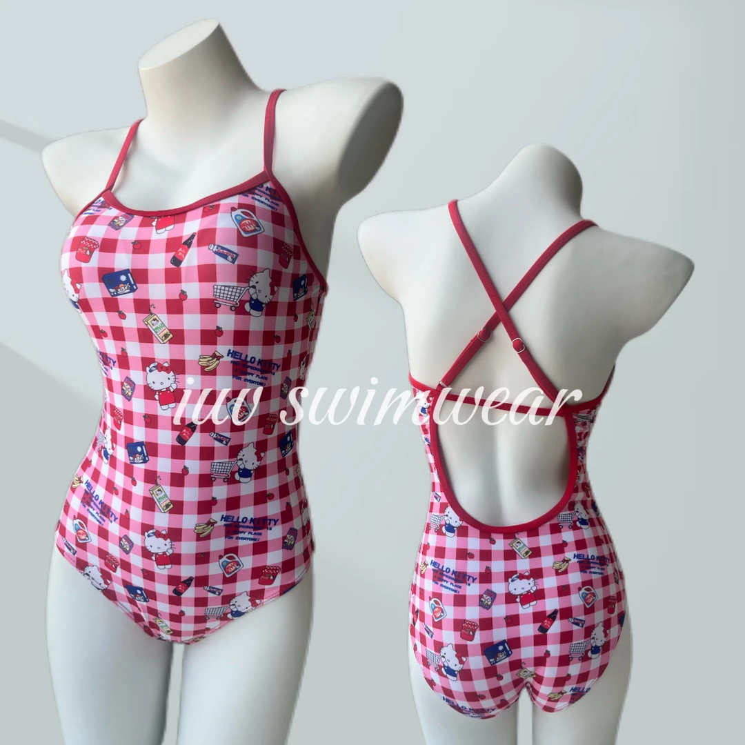 iuv【粉色kt】连体三角运动高级可爱贴身无阻性感三角竞速泳衣女孩