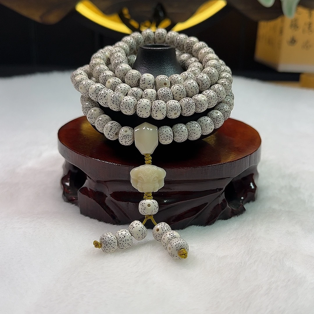 海南星月菩提脱脂顺白藏式桶珠108颗正星正月尺寸约9.5*7.5文玩串