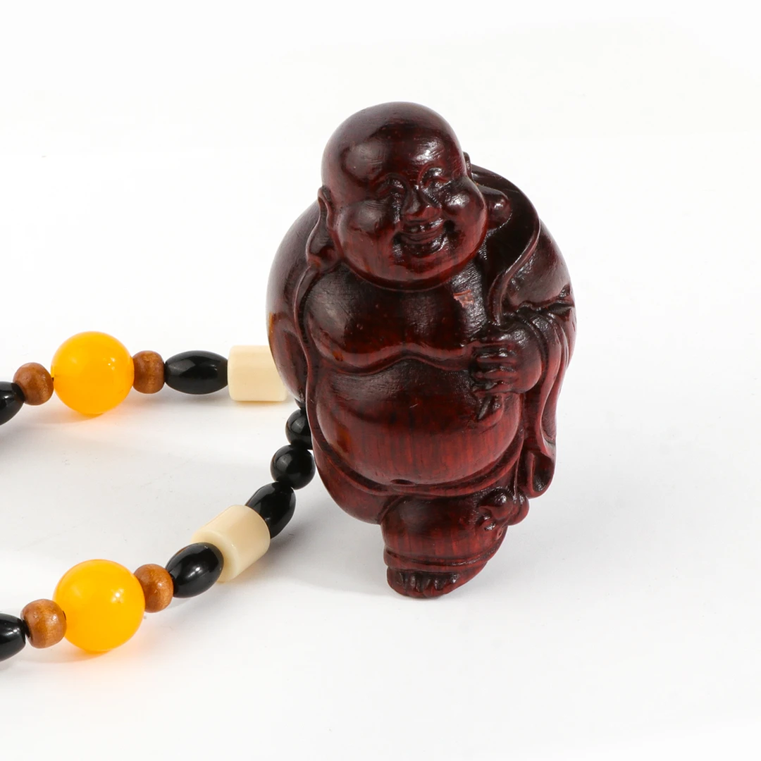 A8072檀木手持弥勒佛