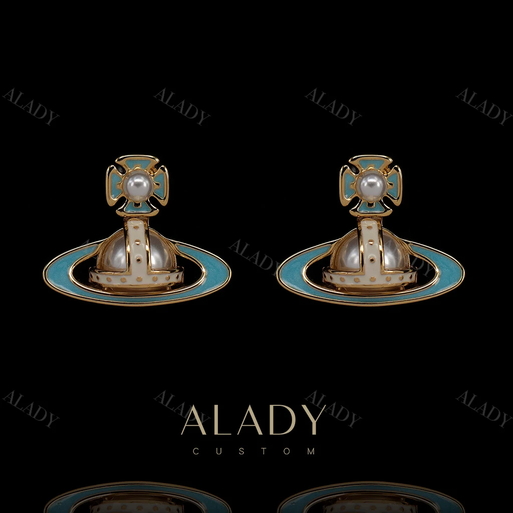 合金合成锆石耳饰 甜美星球珐琅多巴胺耳钉-XRL0212