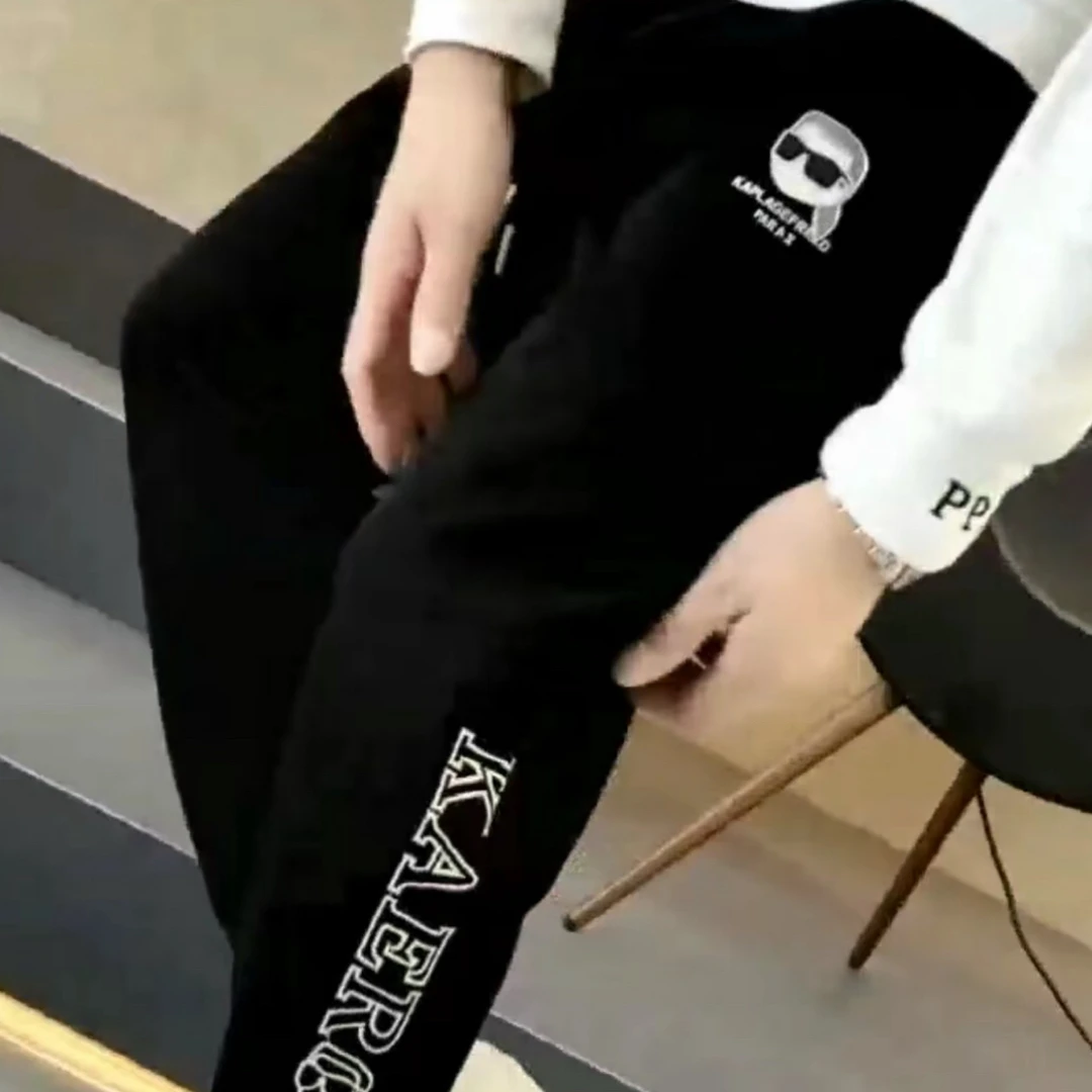 刺绣男士加绒卫裤针织春季长裤速干宽松休闲裤潮流