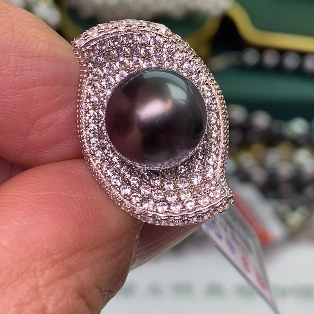 银S925镶嵌戒指海水珍珠