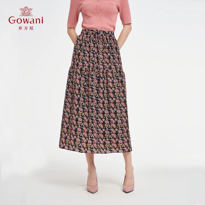 Gowani/乔万尼a字半身裙2025商场同款春显瘦碎花裙ED3D216