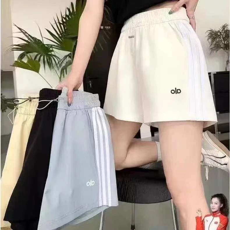 布小九运动休闲五分裤女夏季新款显瘦侧边条直筒短裤宽松跑步短裤