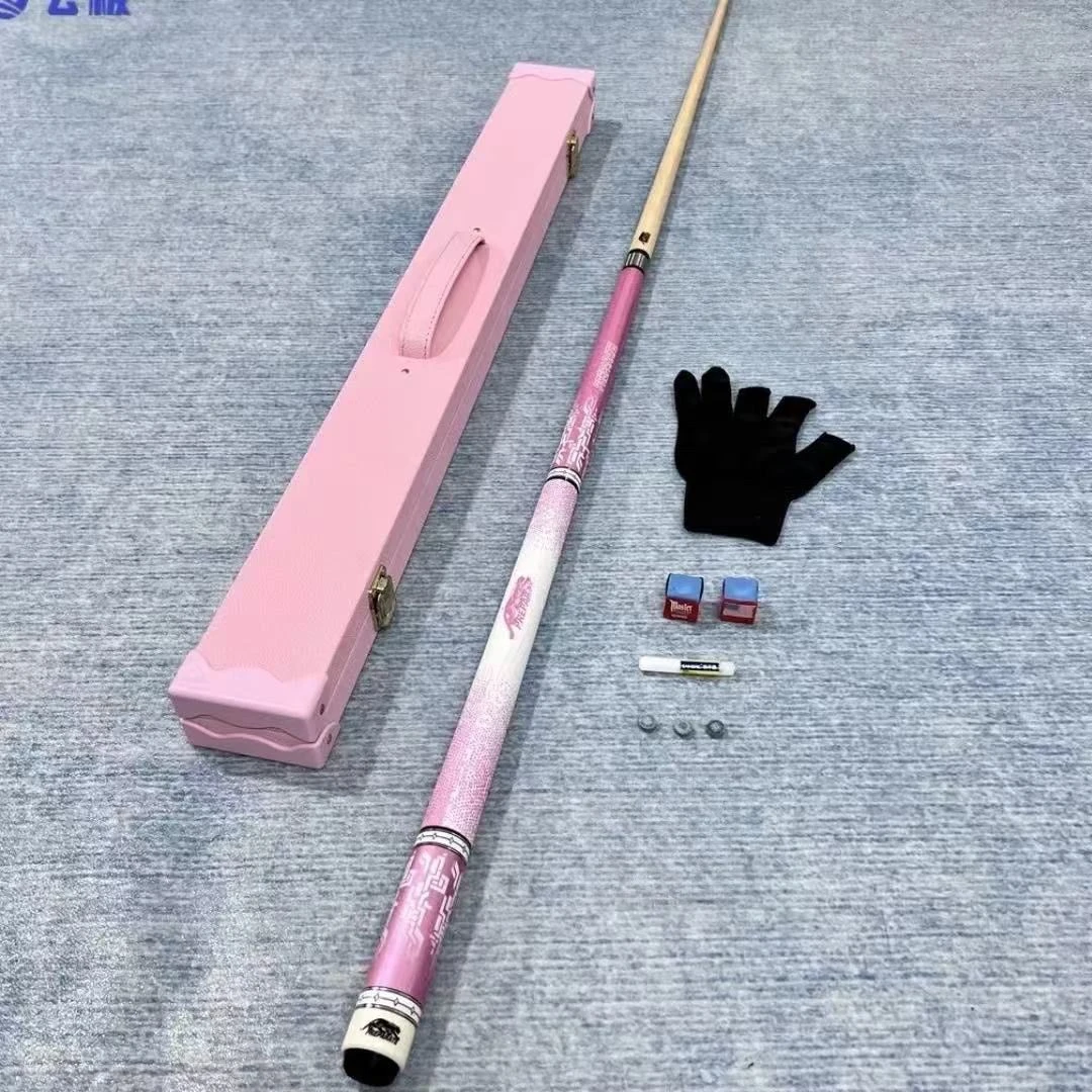 粉色台球杆美洲豹威龙同款球杆小头中头大头分体杆枫木黑八斯诺克
