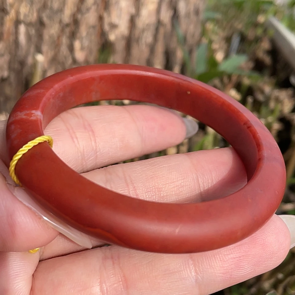 收藏传承南红玛瑙手镯女士哑光磨砂精美圆条镯子简约百搭55mm圈口