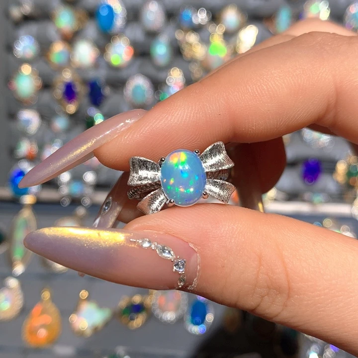 欧泊欧泊戒指t银S925镶嵌