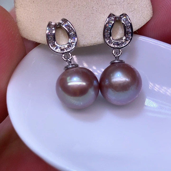 银S925镶嵌耳饰淡水珍珠