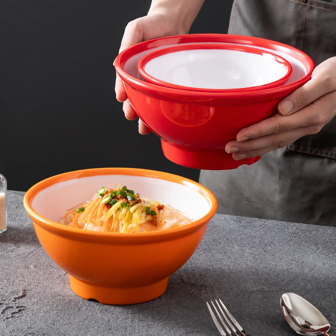 A5密胺加厚双色面碗螺蛳酸辣粉商用大碗麻辣烫馄饨牛肉面拉面汤碗
