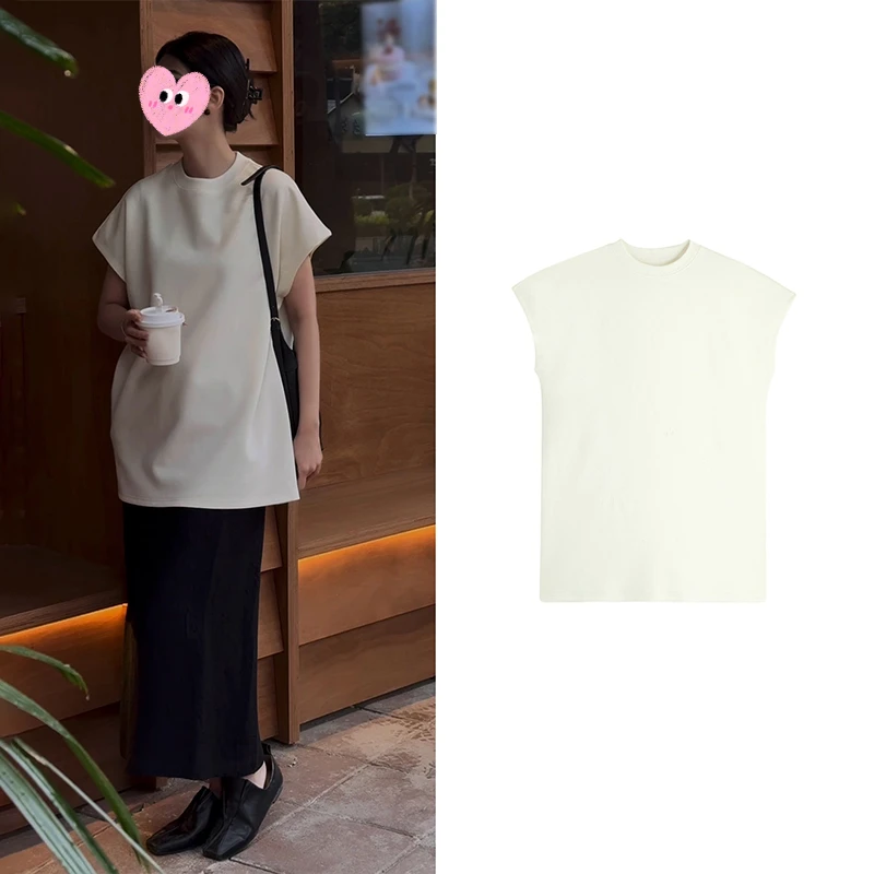 3062#夏季新款圆领宽松上衣女设计感小飞袖斗篷简约洋气短袖T恤潮
