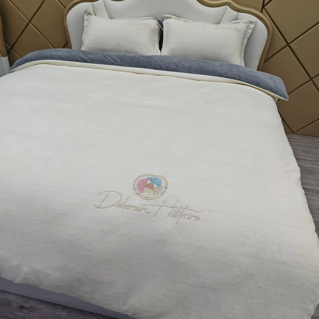 牛奶绒四件套 普罗旺斯-白灰