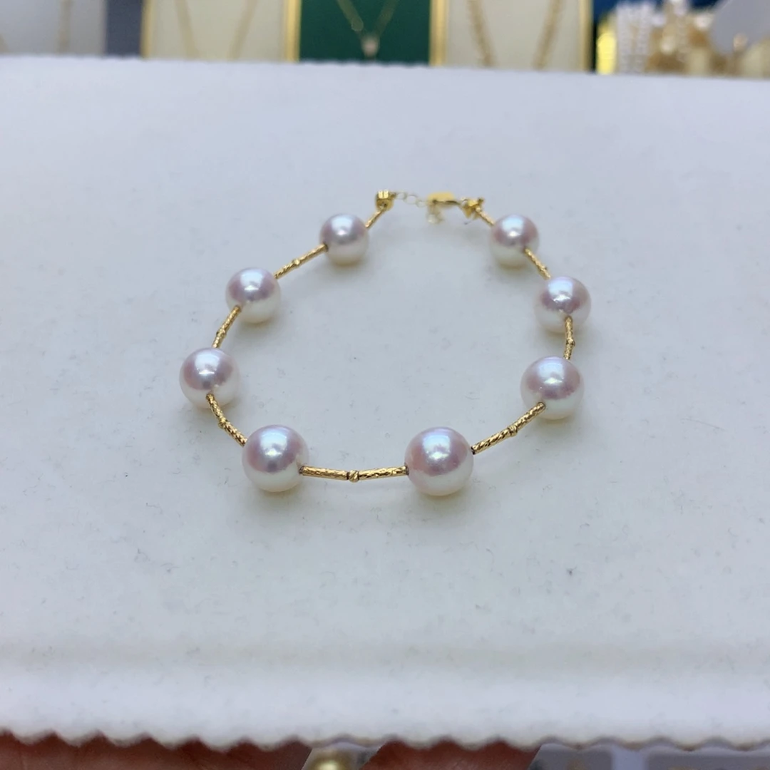 海水珍珠18K金镶嵌手链