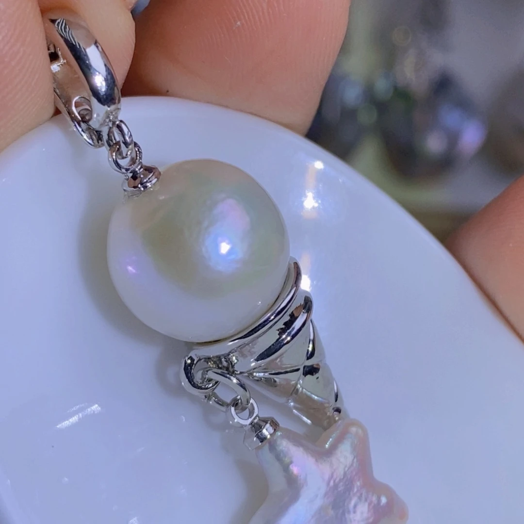 银S925镶嵌天然淡水珍珠淡水珍珠