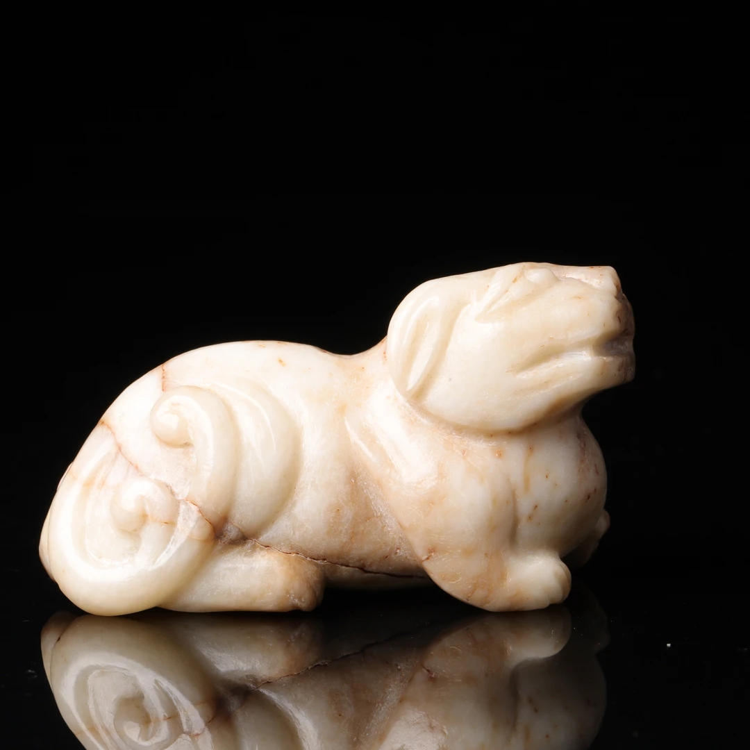 明代和田玉瑞兽把件