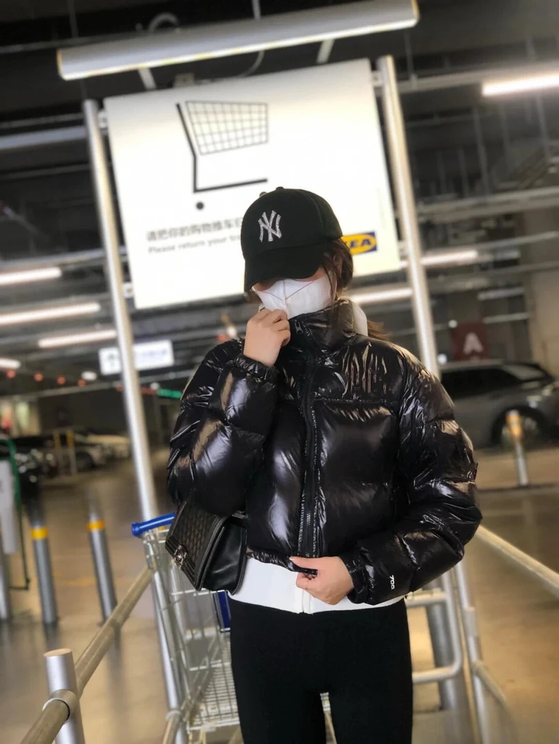 休闲风黑色短款立领加厚棉衣棉服面包服宽松显瘦新款美式穿搭外套