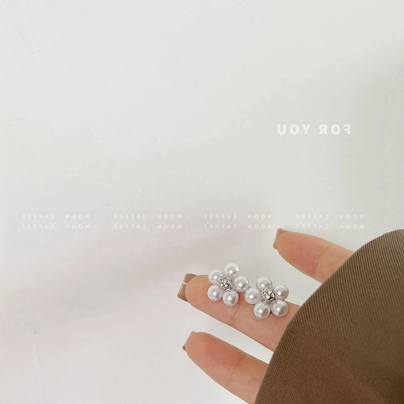 铜合金锆石耳饰 925银针设计感气质镶仙ins韩国花瓣耳环百搭耳钉