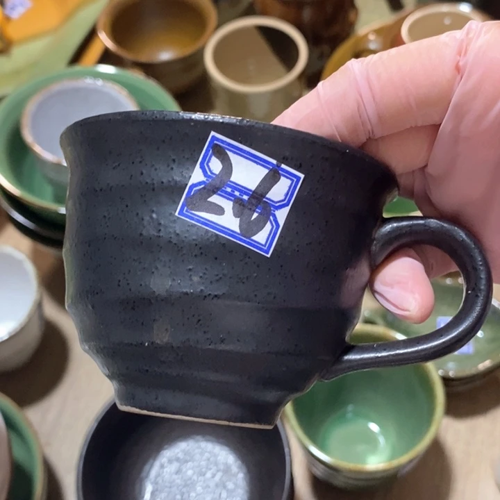 瓷片五厂黑釉把杯咖啡杯