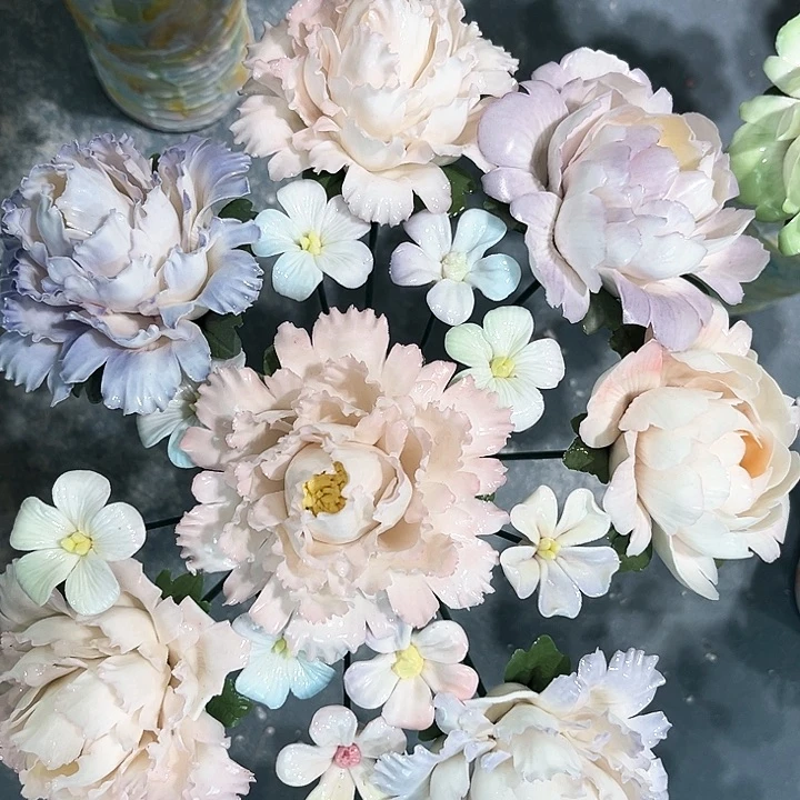 陶瓷花花摆件，花束